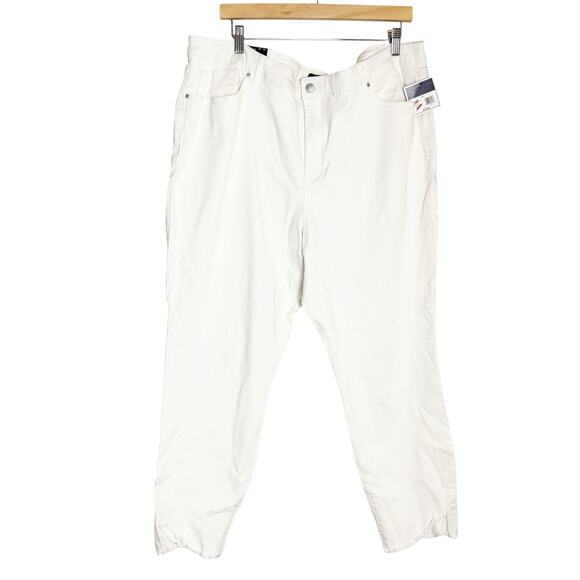 Kaari Blue Denim - Kaari Blue Curvy Skinny Ankle White Stretch Denim Jeans Plus Size 24W